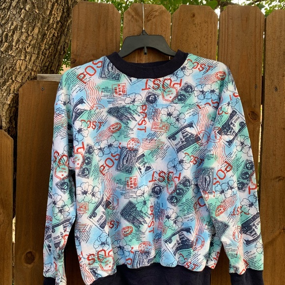 Vintage Postal Stamps all over print tracksuit size M/L. - Picture 6 of 13